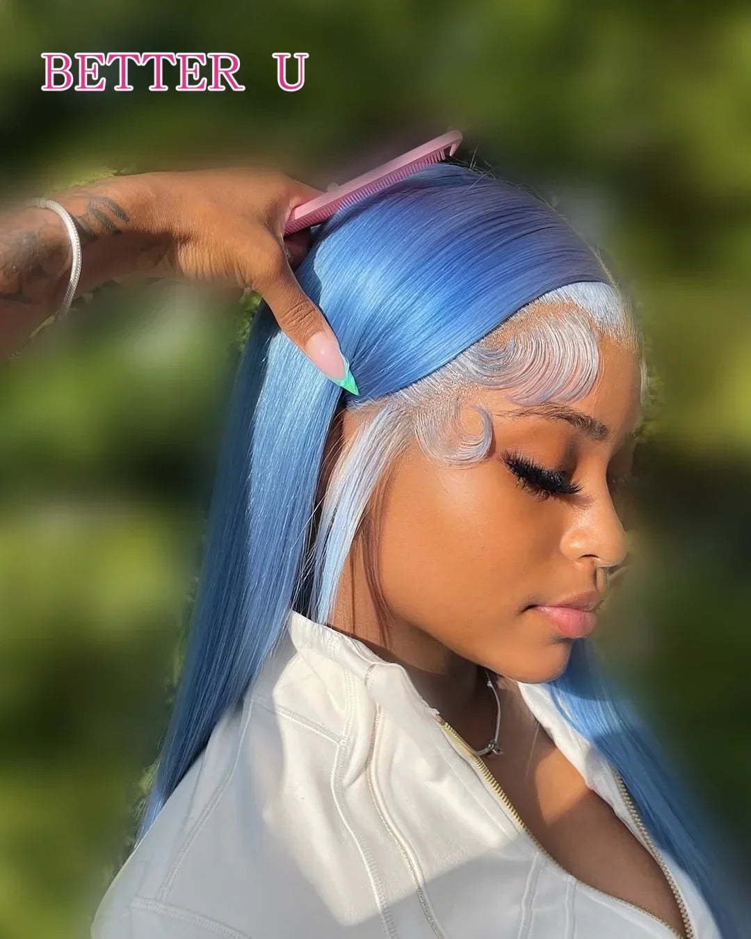 Light Blue Straight 13X6 Transparent Lace Front Human Hair Wig Pre-Plucking Brazilian 613 Colored 13x4 Lace Front Wig For Women