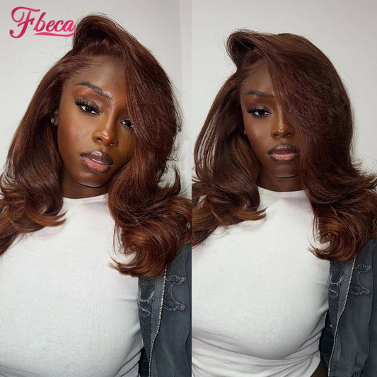 Body Wave Chocolate Brown Human Hair Wig Lace Front 13x6 13x4 HD Frontal Colored Wigs Preplucked For Women 180 Density 12"-18"